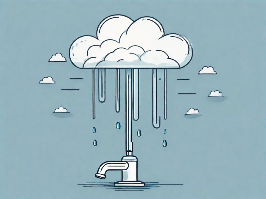 A cloud (representing saas) with a tap at the bottom from which cash is flowing
