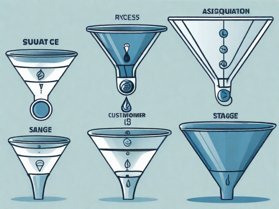 A funnel representing the customer acquisition process in a saas business model